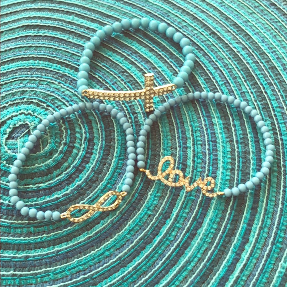 Stackable gold and turquoise bracelets